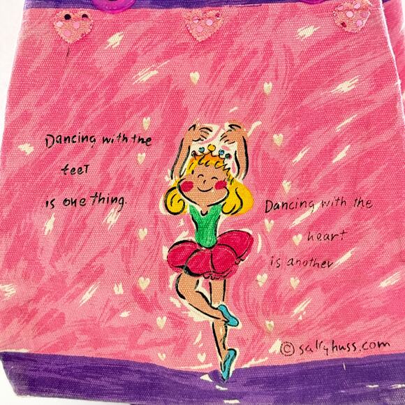 Sally Huss Sunny Thoughts Dancing Girl Canvas Purse Tote Shoulder Bag Medium - Picture 3 of 11